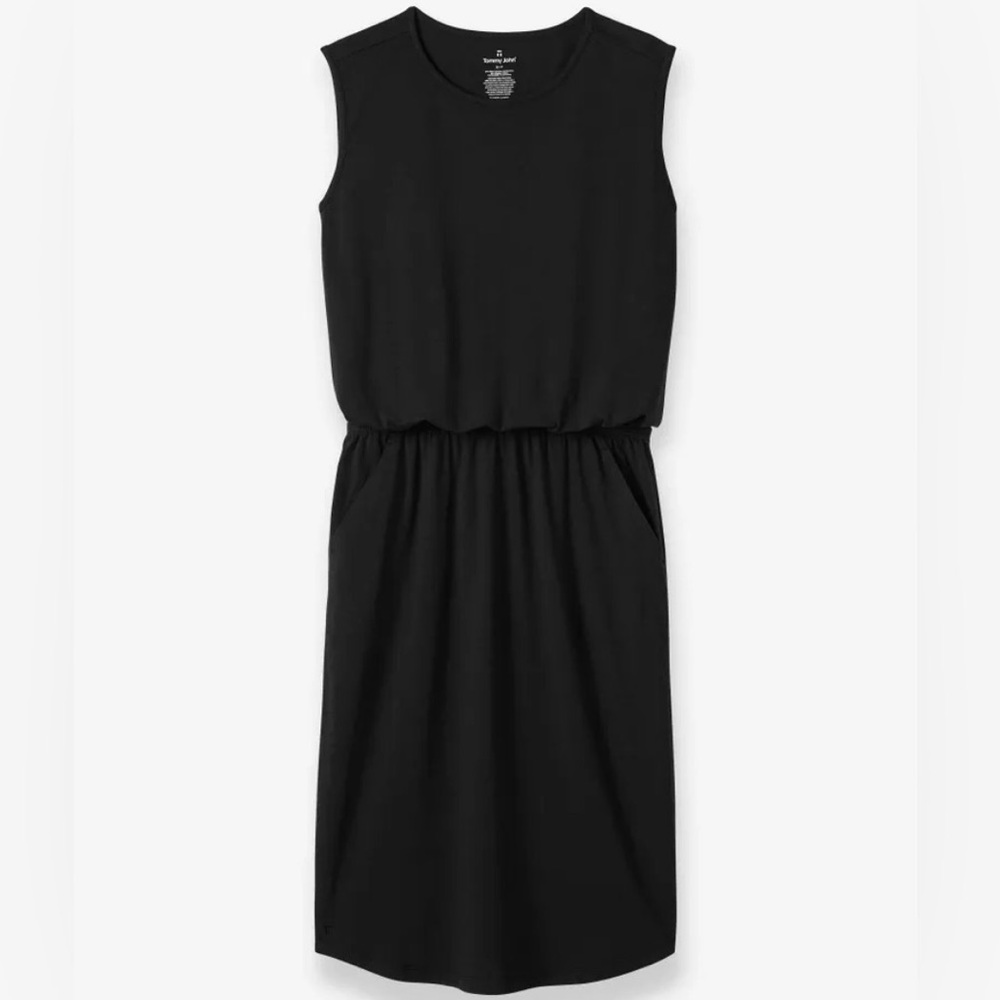 Tommy John Second Skin Cinched Dress Sleeveless Medium Black Knee Length